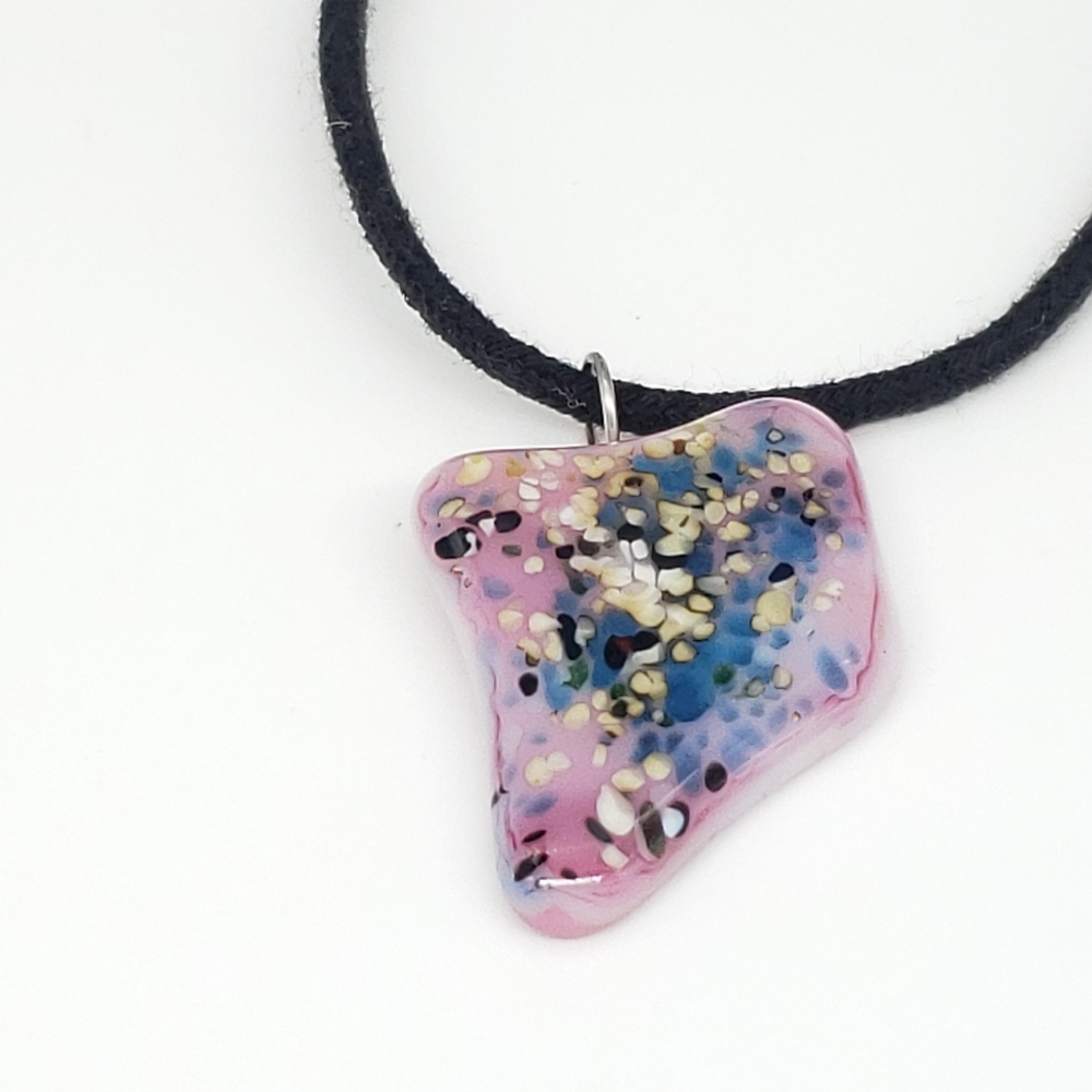 Fused Glass Art Pendant Necklace - Picture 7 of 8